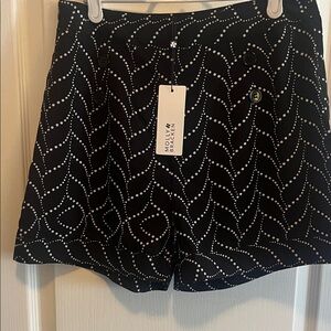 Molly Bracken Black Shorts with White Pattern